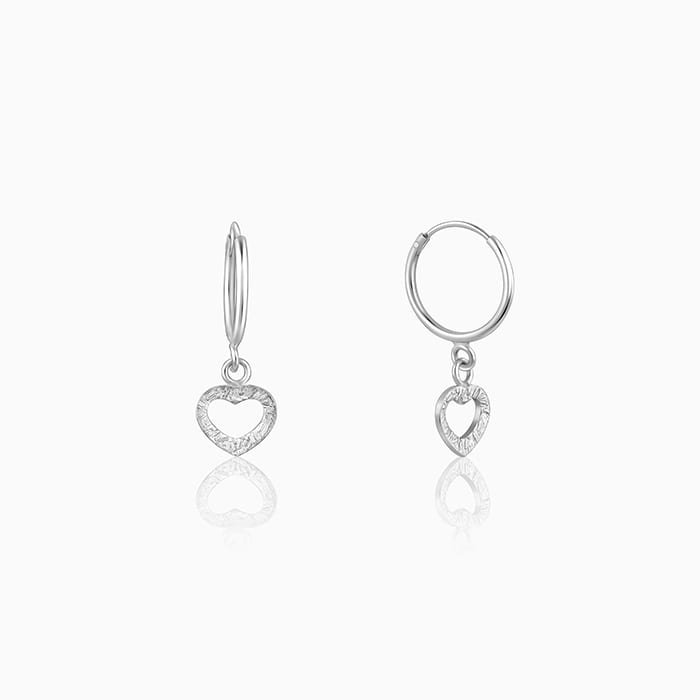 Silver Small Heart Drop Earrings - Image 2