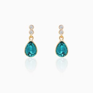 Golden Turquoise Blue Tear Drop Earrings